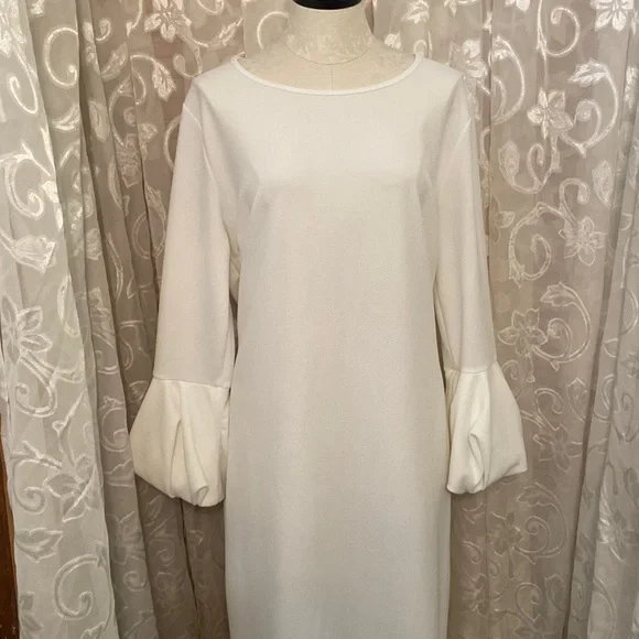 elle samani | Dresses | Ella Sumani Long Puff Sleeve Dress Cream Color Size  3x | Poshmark